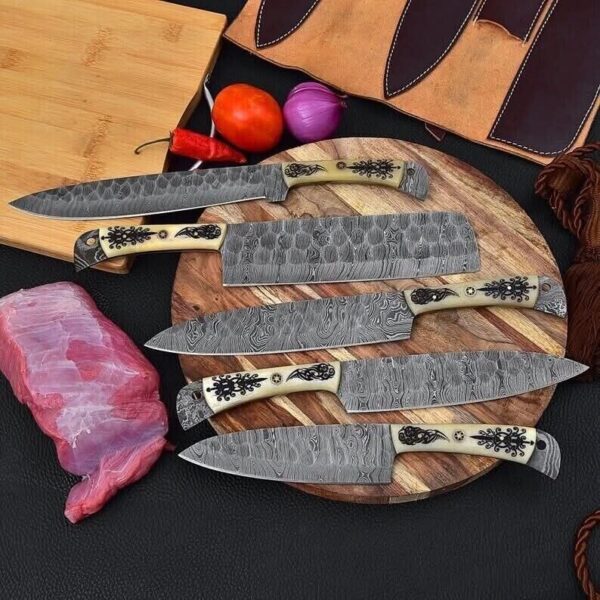 "Forged in Excellence: Handmade Damascus Steel Kitchen Knife Set for Unrivaled Precision and Timeless Craftsmanship" - Image 3