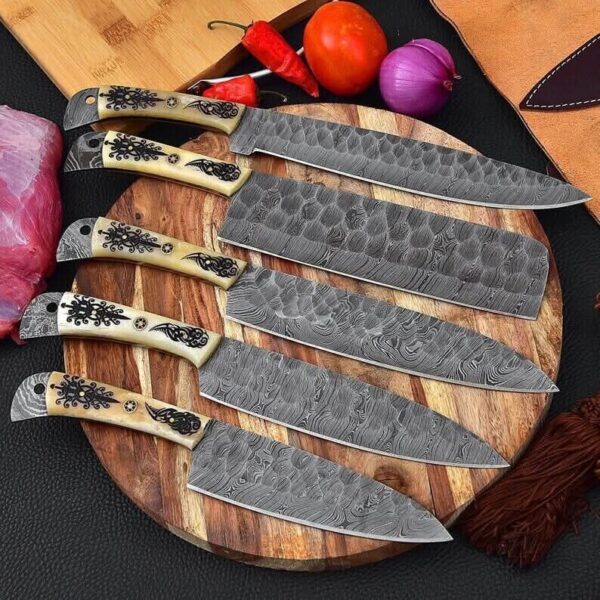 "Forged in Excellence: Handmade Damascus Steel Kitchen Knife Set for Unrivaled Precision and Timeless Craftsmanship"