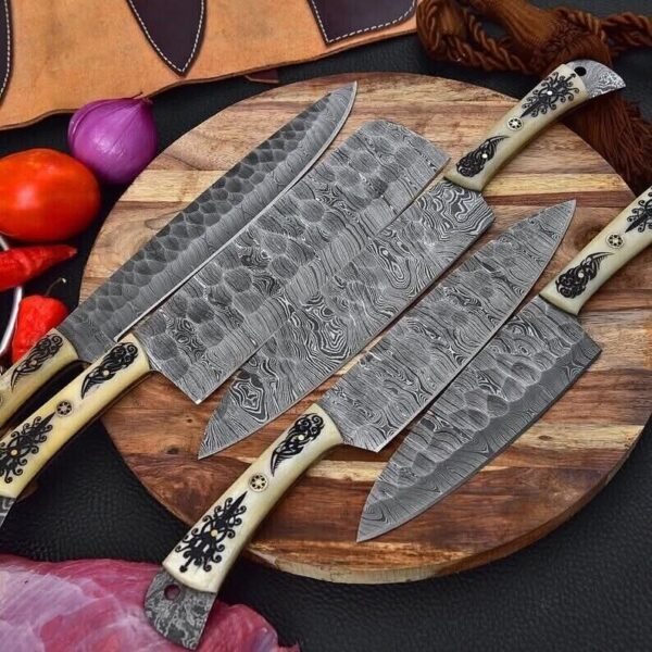 "Forged in Excellence: Handmade Damascus Steel Kitchen Knife Set for Unrivaled Precision and Timeless Craftsmanship" - Image 5