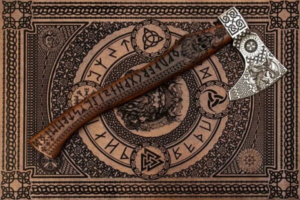 "Premium Quality Handmade Viking Axe – Exquisitely Engraved for a Touch of Norse Elegance"