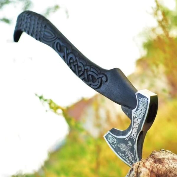 "Custom Handmade Hand-Forged Viking Axe with Raven-Shaped Handle – A Symbol of Strength and Craftsmanship" - Image 4