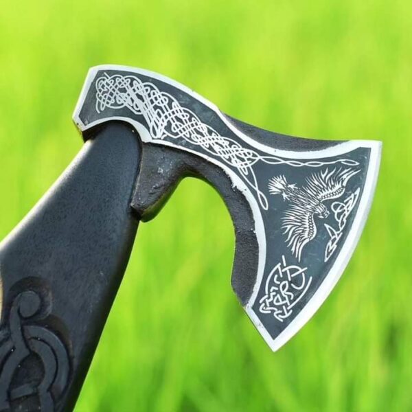 "Custom Handmade Hand-Forged Viking Axe with Raven-Shaped Handle – A Symbol of Strength and Craftsmanship" - Image 2
