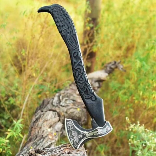 "Custom Handmade Hand-Forged Viking Axe with Raven-Shaped Handle – A Symbol of Strength and Craftsmanship" - Image 5
