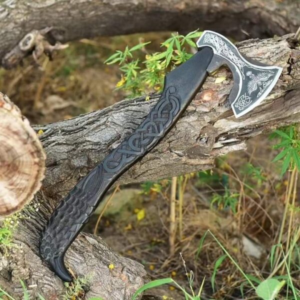 "Custom Handmade Hand-Forged Viking Axe with Raven-Shaped Handle – A Symbol of Strength and Craftsmanship" - Image 7