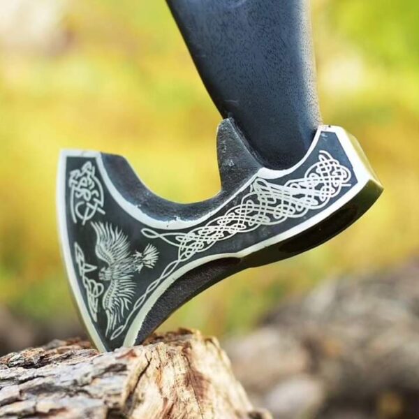 "Custom Handmade Hand-Forged Viking Axe with Raven-Shaped Handle – A Symbol of Strength and Craftsmanship" - Image 8