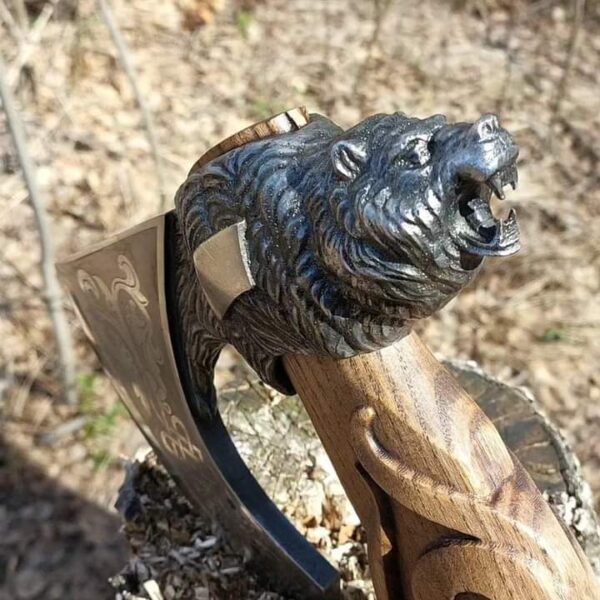 "Mastercrafted Power: Handmade Lion-Shaped Axe for the Bold Warrior" - Image 6