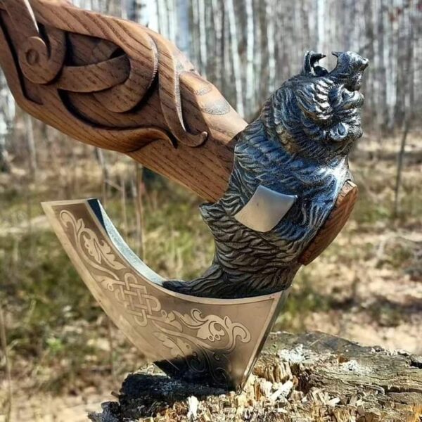 "Mastercrafted Power: Handmade Lion-Shaped Axe for the Bold Warrior" - Image 7