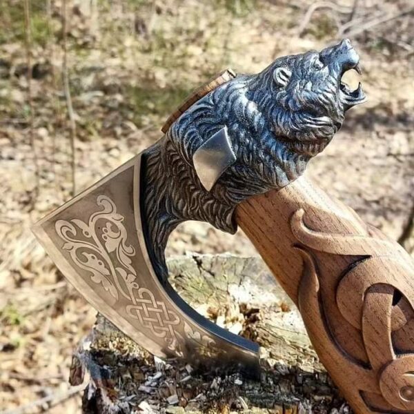 "Mastercrafted Power: Handmade Lion-Shaped Axe for the Bold Warrior" - Image 8