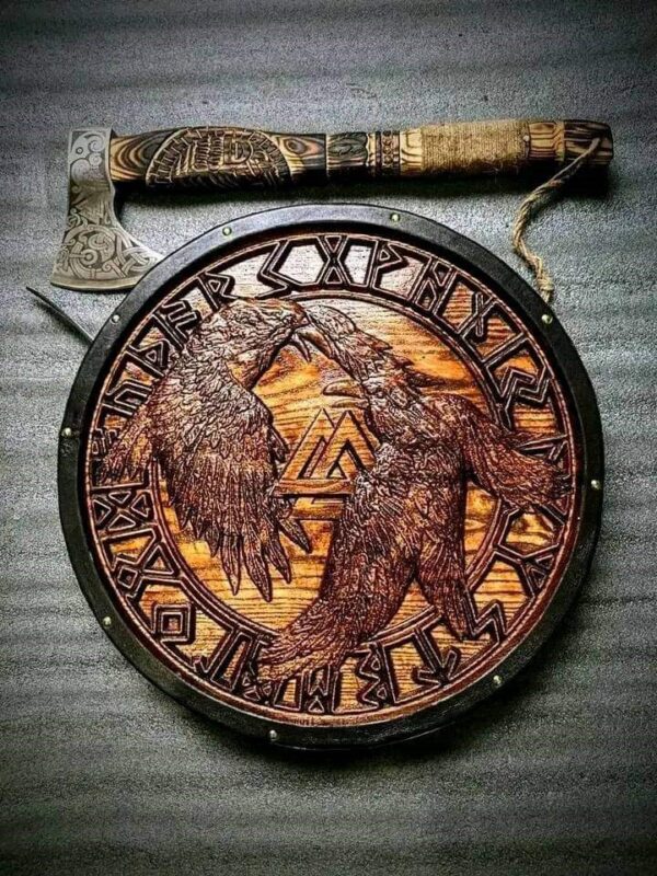 "Odin’s Ravens and Valknut Viking Shield: A Powerful Norse-Inspired Design Featuring Legendary Symbols of Odin and the Afterlife" - Image 4