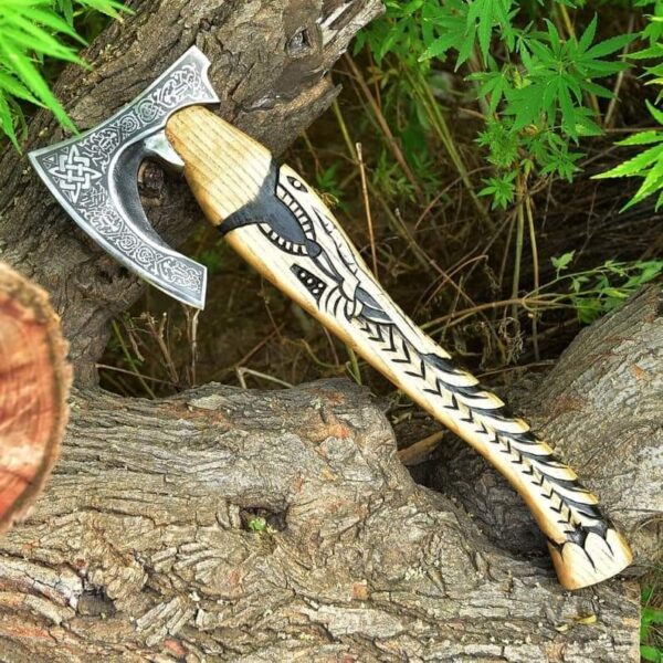 "Valhalla’s Edge: Handmade Viking Axe Crafted for Strength and Legacy"