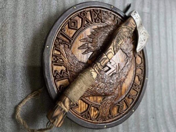 "Odin’s Ravens and Valknut Viking Shield: A Powerful Norse-Inspired Design Featuring Legendary Symbols of Odin and the Afterlife" - Image 2