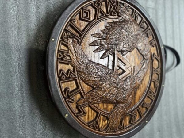 "Odin’s Ravens and Valknut Viking Shield: A Powerful Norse-Inspired Design Featuring Legendary Symbols of Odin and the Afterlife" - Image 3
