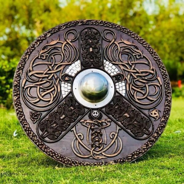 "Premium Quality Medieval Dragon Viking Wooden Shield: A Masterpiece of Heritage, Strength, and Craftsmanship" - Image 3