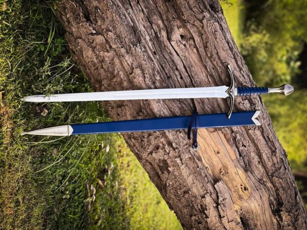 "Handmade Glamdring Replica Sword with Blue Scabbard - Exquisite Craftsmanship and Iconic Design" - Image 5