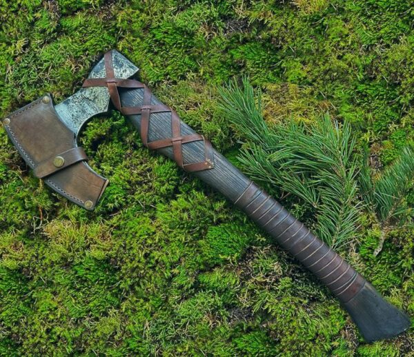"Custom Handmade Forge Viking Axe: Masterfully Crafted with Ashwood Handle and Hand-Forged Carbon Steel Head for Exceptional Strength, Durability, and Authentic Viking Heritage" - Image 3
