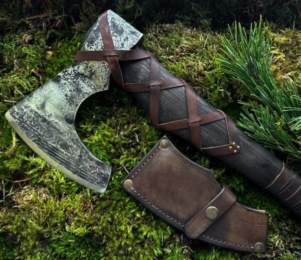 "Custom Handmade Forge Viking Axe: Masterfully Crafted with Ashwood Handle and Hand-Forged Carbon Steel Head for Exceptional Strength, Durability, and Authentic Viking Heritage" - Image 2
