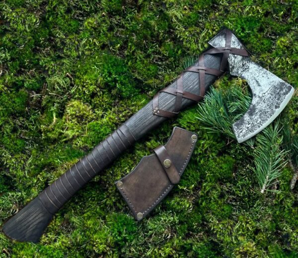 "Custom Handmade Forge Viking Axe: Masterfully Crafted with Ashwood Handle and Hand-Forged Carbon Steel Head for Exceptional Strength, Durability, and Authentic Viking Heritage" - Image 5