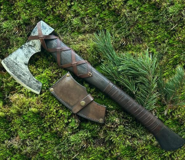 "Custom Handmade Forge Viking Axe: Masterfully Crafted with Ashwood Handle and Hand-Forged Carbon Steel Head for Exceptional Strength, Durability, and Authentic Viking Heritage"
