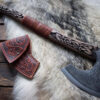 "Custom Handmade Handforged Axe with Exquisite Hand Engravings: A Premium Quality Masterpiece of Craftsmanship and Detail"