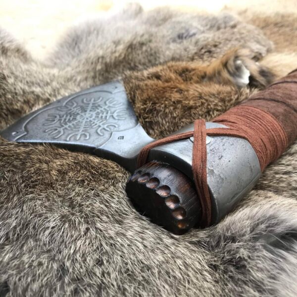 "Custom Handmade Forge Viking Axe: Expertly Crafted with a Sturdy Ash Wood Handle and Hand-Forged Carbon Steel Head for Ultimate Strength, Durability, and Authentic Viking Craftsmanship" - Image 4
