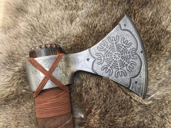 "Custom Handmade Forge Viking Axe: Expertly Crafted with a Sturdy Ash Wood Handle and Hand-Forged Carbon Steel Head for Ultimate Strength, Durability, and Authentic Viking Craftsmanship" - Image 5