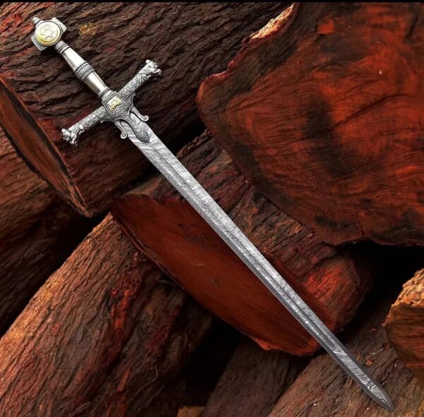 "Handmade Forged Damascus King Solomon Sword: A Masterpiece of Craftsmanship and Power" - Image 11