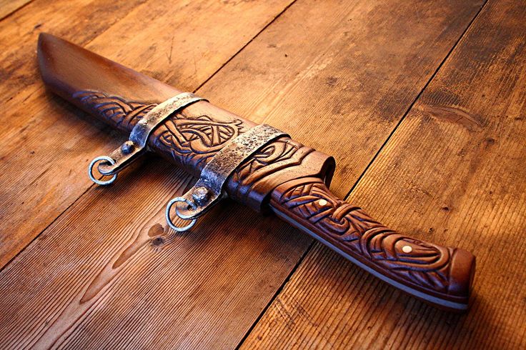 Handmade Seax Knife β 17" Rosewood Handle & Scabbard | Carbon Steel Blade | Hand Engraved Viking Style Knife - Image 4